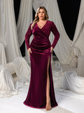 Plus Velvet Party Dress with Sequin Embellishments – Luxurious Evening Wear for Red Carpet, Gala Dinners & High-End Parties, 1XL-3XL