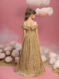 Tween Girls' Sequin Off-Shoulder Fishtail Dress With Ruffled Sleeves And Heart Neckline - Flower Girl Dress, Pageant Gown, Party Princess Dress, Special Occasion Wear