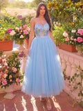 Sequin Fitted Corset With Contrasting Tulle Hem Strapless Ball Gown, Suitable For Homecoming, Party, Prom And Cocktail Events, Elegant Semi-Formal Dress, Also Suitable For Birthday, Wedding Guest And Graduation Ceremony