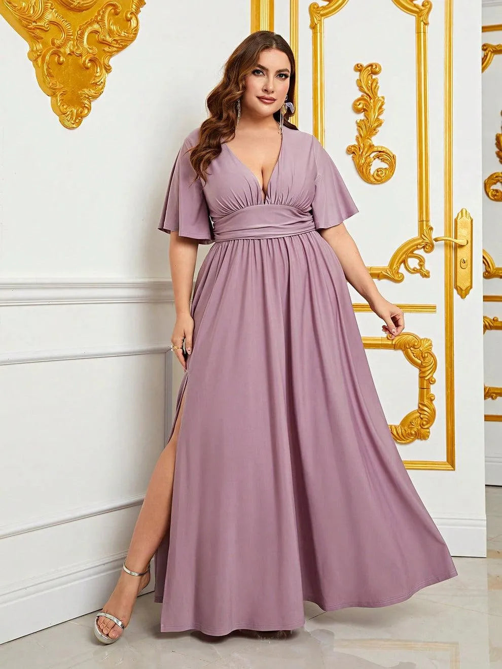 Plus V Neck Butterfly Sleeves Party Dress Elonnashop Plus V Neck Butterfly Sleeves Party Dress Elonnashop