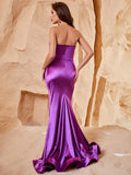 Elegante Röhren-Satin-Korsett-Abschlussballkleider mit Schlitz