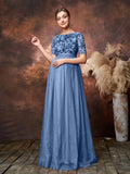 Maternity Floral Sequin Embroidered Bodice Formal Party Dress