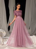 Elegant Tulle Party Dress with Sequin Top & Tulle Skirt – Luxury Evening Wear for Weddings, Formal Dinners & Red Carpet Events