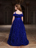 Tween Girls' Off Shoulder High Low Hem Sequin Dress - Elonnashop