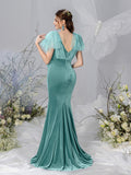 Maternity Contrast Mesh Mermaid Hem Velvet Dress