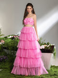 Ruffled Tulle Skirt and Rosette Crop Top Set