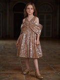 Tween Girls' Bow Detail Sequin Midi Dress - Elonnashop