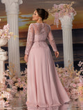 Plus Womens' Elegant Evening Gowns: Lace & Chiffon with Boat Neckline and Floral Embroidery – Timeless Formal Occasion Dresses