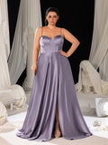 Plus Satin Cami Evening Gown with Sweetheart Neckline & Full Skirt – Timeless Elegance for High-Profile Charity Galas or Luxury Art Gallery Openings, 1XL-5XL
