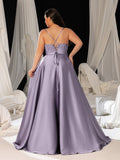 Plus Satin Cami Evening Gown with Sweetheart Neckline & Full Skirt – Timeless Elegance for High-Profile Charity Galas or Luxury Art Gallery Openings, 1XL-5XL