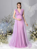 Maternity Plunging Neck Sleeveless Contrast Mesh Party Dress