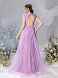 Maternity Plunging Neck Sleeveless Contrast Mesh Party Dress
