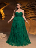 Plus Mesh Overlay Tube Wedding Dress