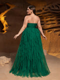 Plus Mesh Overlay Tube Wedding Dress