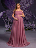 Plus Maternity  Halter Evening Gown with Draped Shoulders – Flowing Dress for Pregnancy Photoshoots & Baby Showers