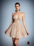 Sequin Plunging Neck Mini Cami Party Dress