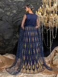 Elegant Sheer Sleeve Evening Gown with Capelet | Structured Bodice & Floor-Length Train