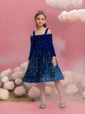 Tween Girls' Off Shoulder Long Sleeve Sequin Cami Dress