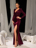 Elegant Velvet Party Dress with Sequin Embellishments – Luxurious Evening Wear for Red Carpet, Gala Dinners & High-End Parties