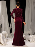 Elegant Velvet Party Dress with Sequin Embellishments – Luxurious Evening Wear for Red Carpet, Gala Dinners & High-End Parties