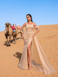 Gorgeous Beaded Sequin Mermaid Gown with High Slit – Elegant Evening Dress for Galas, Weddings & Black-Tie Events