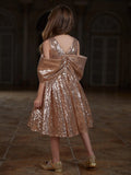 Tween Girls' Bow Detail Sequin Midi Dress - Elonnashop