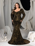 Plus Sweetheart Neck Backless Sequin Mermaid Dress