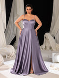 Plus Satin Cami Evening Gown with Sweetheart Neckline & Full Skirt – Timeless Elegance for High-Profile Charity Galas or Luxury Art Gallery Openings, 1XL-5XL