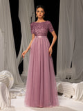Elegant Tulle Party Dress with Sequin Top & Tulle Skirt – Luxury Evening Wear for Weddings, Formal Dinners & Red Carpet Events