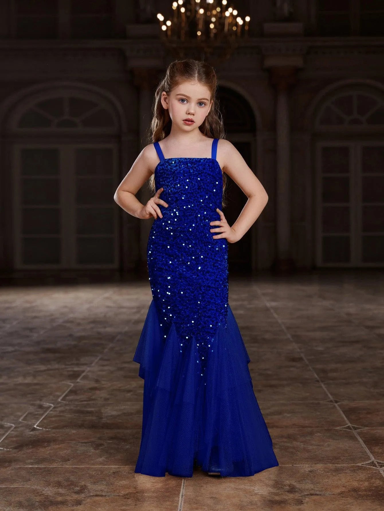 Tween Girls' Sleeveless Mesh Overlay Sequin Mermaid Party Dress – Elonnashop