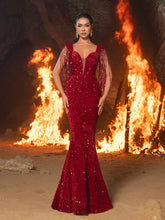 Gorgeous Sweetheart Neck Mermaid Hem Sequin Fringed Evening Dress