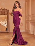 Ruffle Trim Split Mermaid Dress - Elonnashop