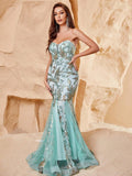 Elegant Mesh Insert Sequin Mermaid Hem Tube Dress - Elonnashop