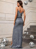 Elegant Spaghetti Strap Sleeveless Sequin Dresses - Elonnashop