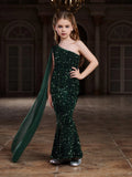 Tween Girls' Draped Side Sequin Mermaid Party Dress - Elonnashop