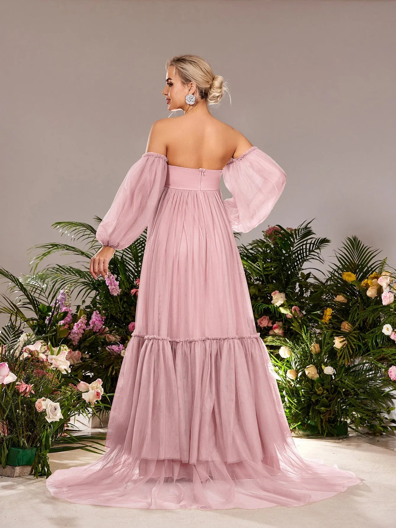 Baby Shower Pink Maternity Maxi Dress Pregnant Women Dress Maternity Long Sleeve Lace Gown Tail Skirt Baby Shower Pink Maternity Maxi Dress Pregnant Women Dress Maternity Long Sleeve Lace Gown Tail Skirt
