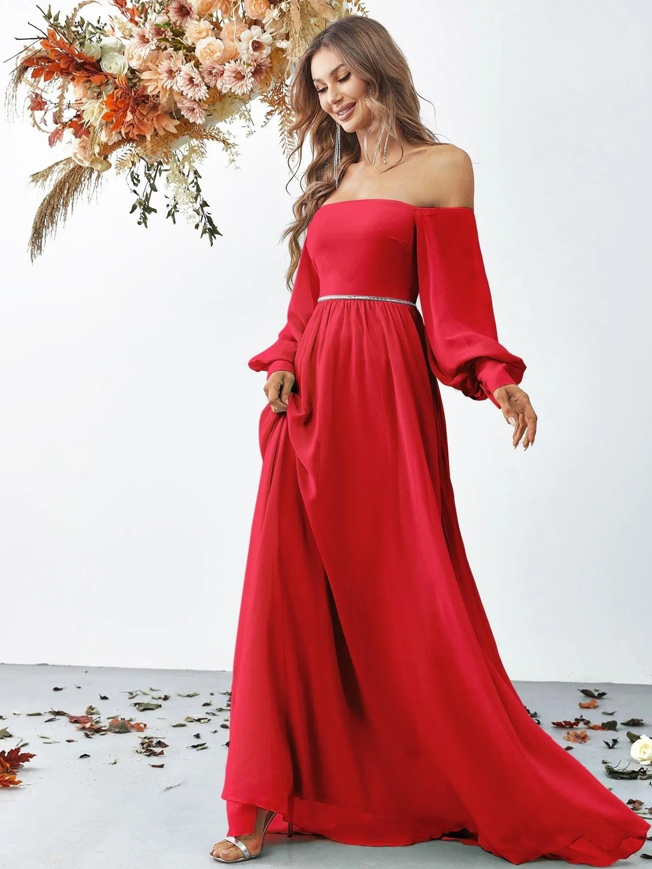 bishop sleeve formal dress Cinderella Divine CD0192