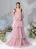 Maternity Tie Shoulder Layered Mesh Party Dress Photography Dress