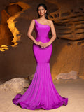 Elegant One Shoulder Mermaid Hem Formal Dresses