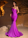 Elegant One Shoulder Mermaid Hem Formal Dresses