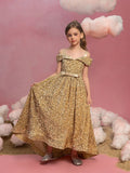 Tween Girls' Sequin Off-Shoulder Fishtail Dress With Ruffled Sleeves And Heart Neckline - Flower Girl Dress, Pageant Gown, Party Princess Dress, Special Occasion Wear