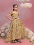 Tween Girls' Sequin Off-Shoulder Fishtail Dress With Ruffled Sleeves And Heart Neckline - Flower Girl Dress, Pageant Gown, Party Princess Dress, Special Occasion Wear