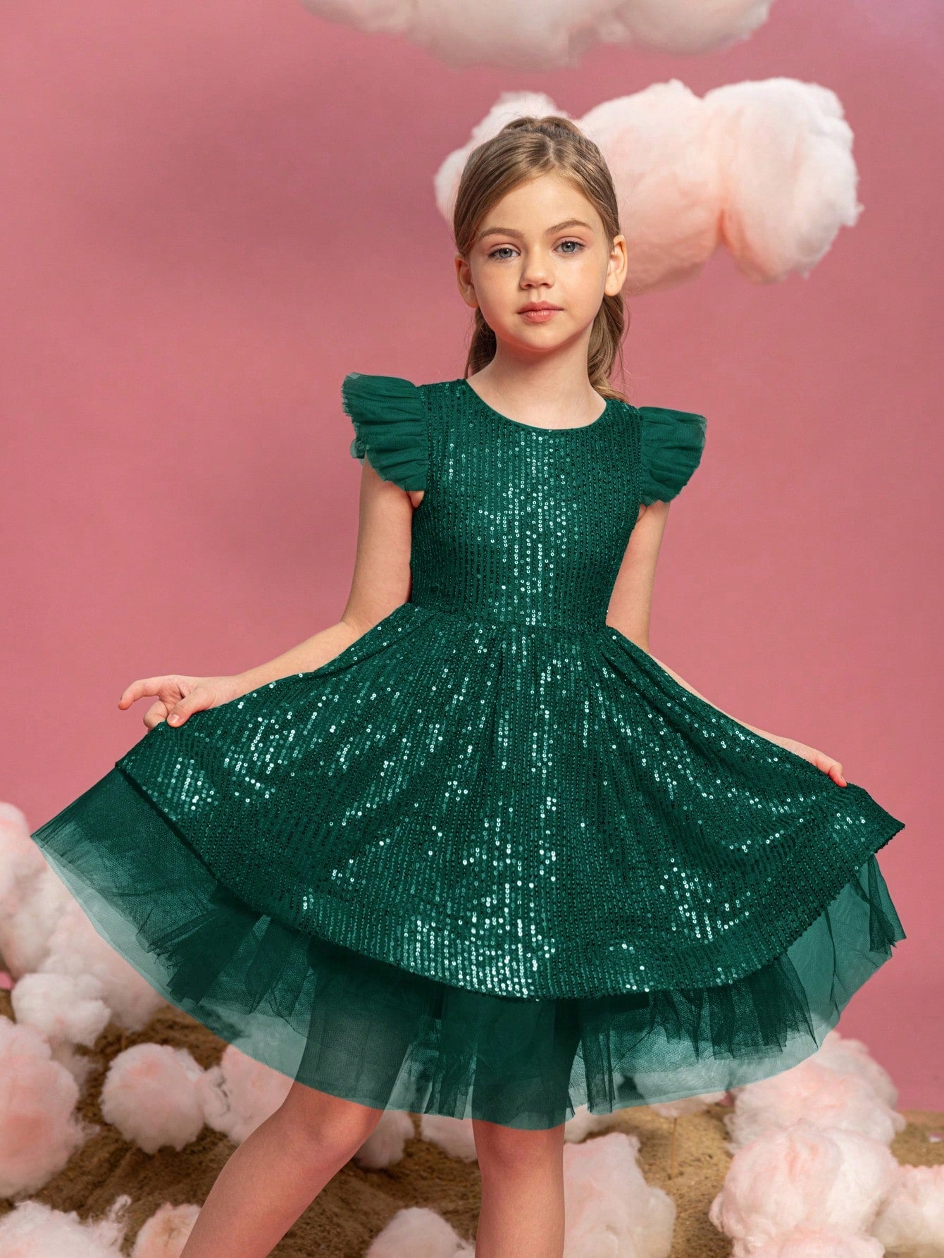 Tween Girls' Sparkling Cap Sleeves Sequin Party Dress