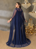 Plus Elegant Rhinestone Detail Mermaid Hem Formal Cape Dress For Galas, Weddings, Proms, Red-Carpet Events, And High-End Banquets