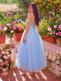 Sequin Fitted Corset With Contrasting Tulle Hem Strapless Ball Gown, Suitable For Homecoming, Party, Prom And Cocktail Events, Elegant Semi-Formal Dress, Also Suitable For Birthday, Wedding Guest And Graduation Ceremony