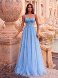Elegant Evening Gown With Delicate Spaghetti Straps & Voluminous Tulle A-Line Hem Luxurious Formal Wear For Gala Dinners, Charity Galas, Award Ceremonies, Black-Tie Weddings