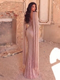 Elegant Pink Knitted Sleeveless Strapless Prom Dress, Long Flared Hem Gown with Fitted Waist and High Stretch for Glamorous Occasions