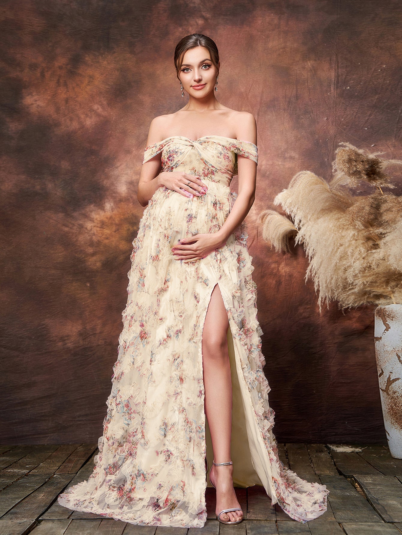 Velvet Dress Women Formal Lace Maternity Dresses For Photo Shoot