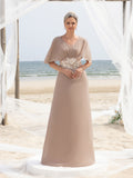 Womens' Applique Detail V Neck Chiffon Formal Dress