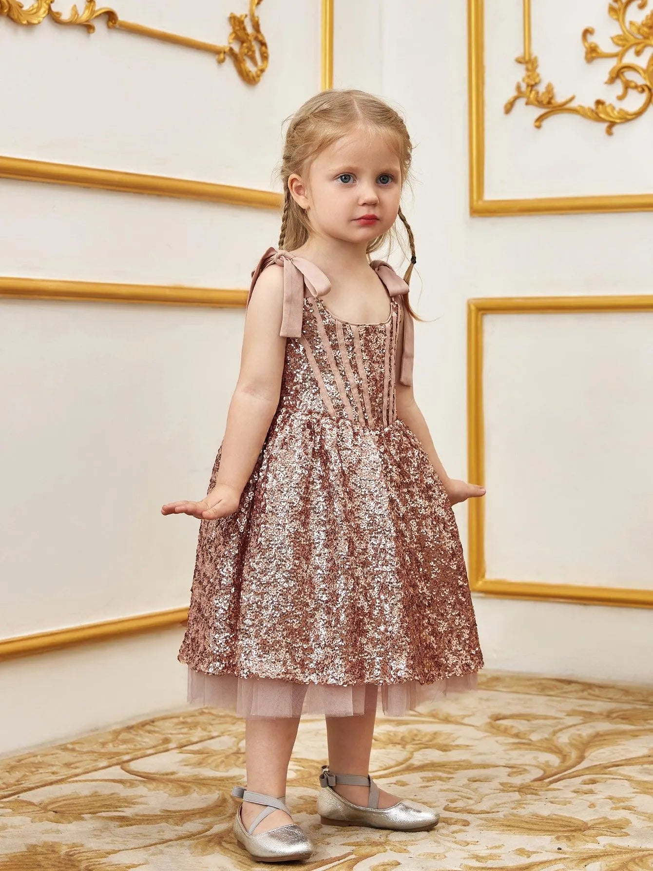 Young Girls' Sparkling Sequin Cami Dress - Elonnashop